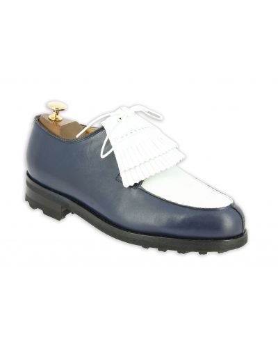 Derbie Center 51 8172 Bob cuir bicolore marine et blanc avec frange