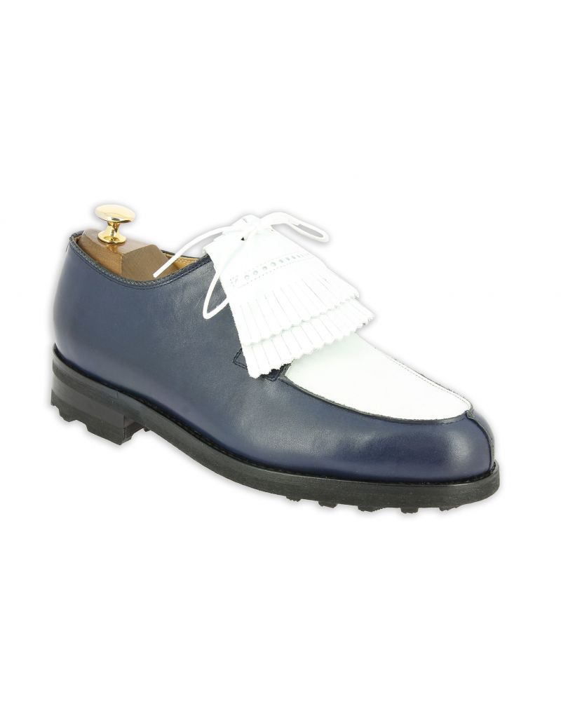 Derby shoe Center 51 8172 Bob bicolored blue navy and white leather with tassels