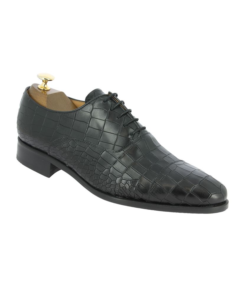 Oxford shoe Center 51 Classico Ambas black leather croco print finish