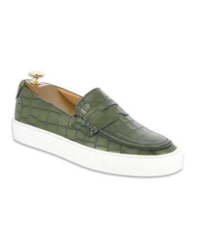 Moccasin Sneakers Center 51 Much green leather croco print finish