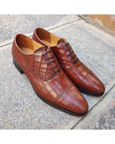 Oxford shoe Center 51 Classico Ambas brown leather croco print finish