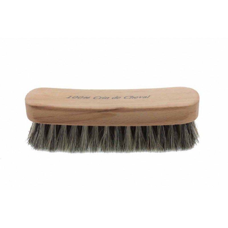 Brosse à lustrer 100% crin de cheval gris