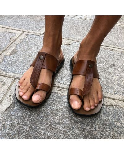 Sandals Zeus 1081 brown leather