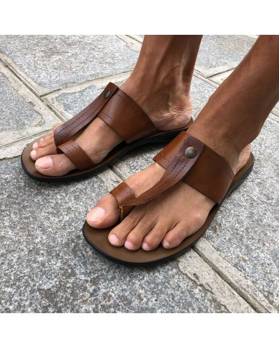 Sandals Zeus 1081 brown leather