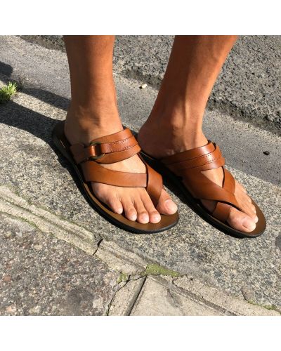 Sandals Zeus 1172 brown leather