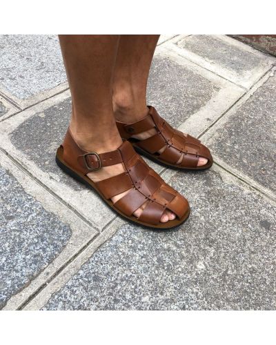 Sandals Zeus 1520 brown leather