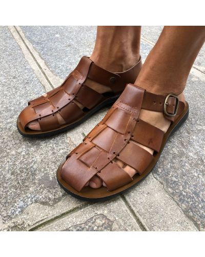 Sandals Zeus 1520 brown leather