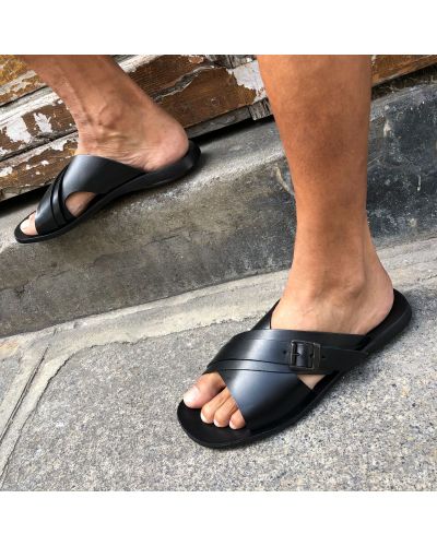 Sandals Zeus 1715 black leather
