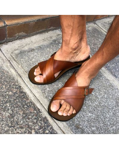 Sandals Zeus 1715 brown leather