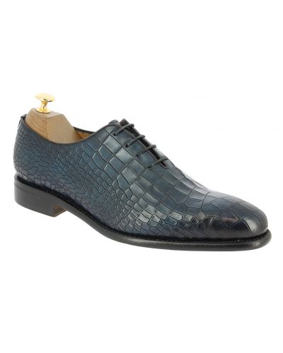 Richelieu Berwick 3407 cuir marine façon crocodile