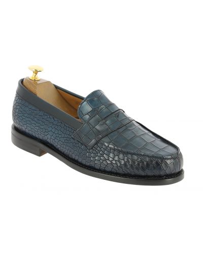 Mocassin Berwick 4456 cuir façon crocodile marine