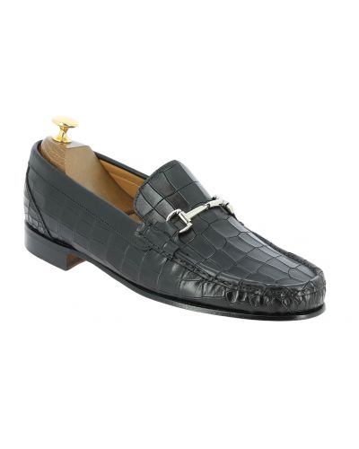 Mocassin Berwick 5285 cuir façon crocodile noir