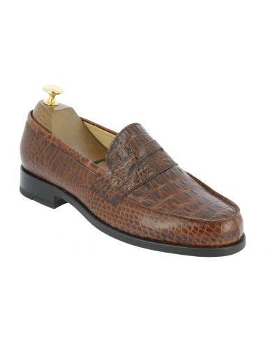 Mocassin Center 51 1961 Tod cuir façon crocodile marron