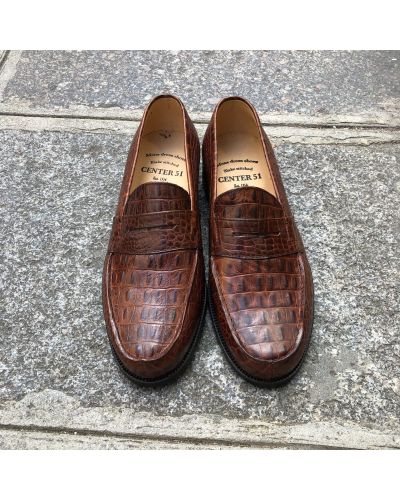 Mocassin Center 51 1961 Tod cuir façon crocodile marron