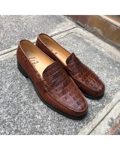 Mocassin Center 51 1961 Tod cuir façon crocodile marron