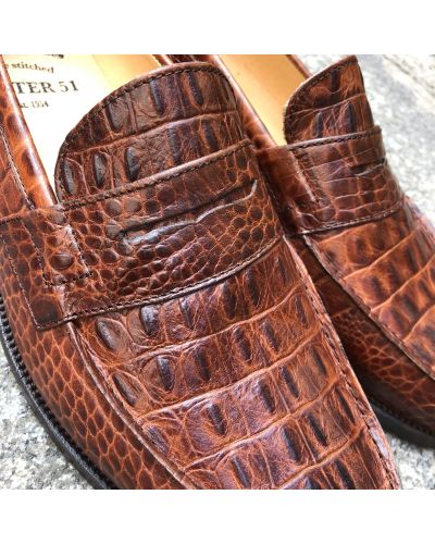 Mocassin Center 51 1961 Tod cuir façon crocodile marron