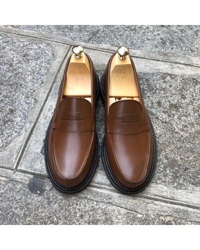 Mocassin triple semelle John Mendson 13994 cuir marron