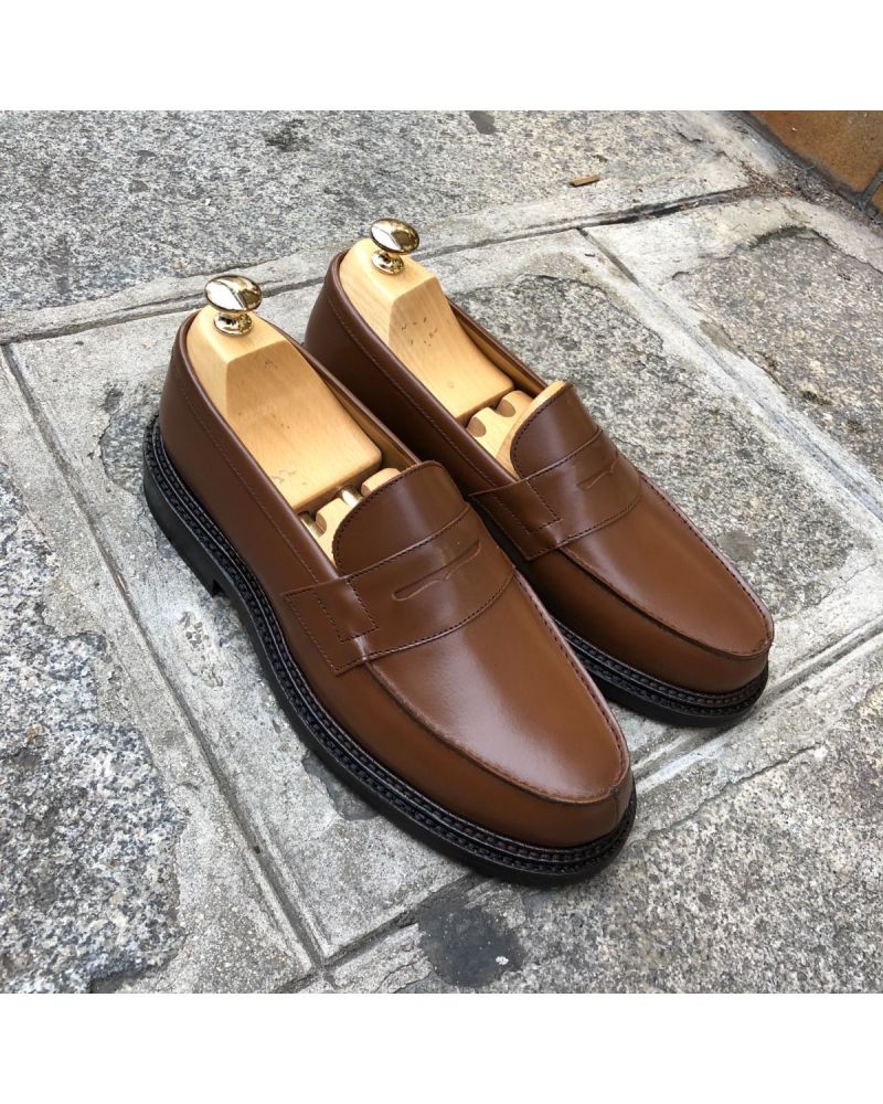 Marttely Mocassins Cuir Homme – Faits Main En Espagne – Semelle Cuir Véritable – Marron Élégant – Confort & Style Classique