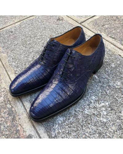 Oxford shoe Mezlan 4338 genuine blue navy crocodile