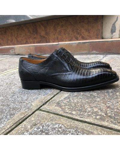 Oxford shoe Mezlan 4338 genuine black lizard