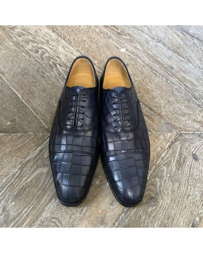 Oxford shoe John Mendson 12082 black leather crocodile print finish