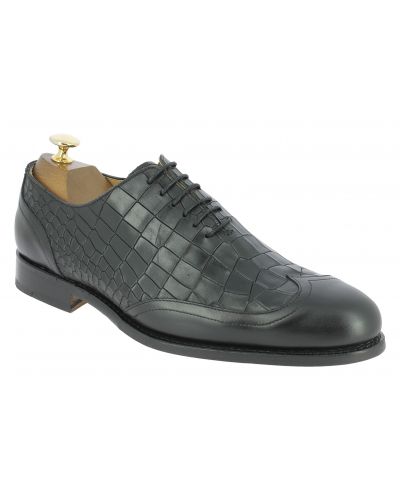 Oxford shoe Center 51 14168 black leather crocodile print finish
