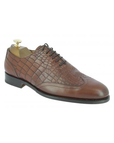 Richelieu Center 51 14168 cuir marron façon crocodile