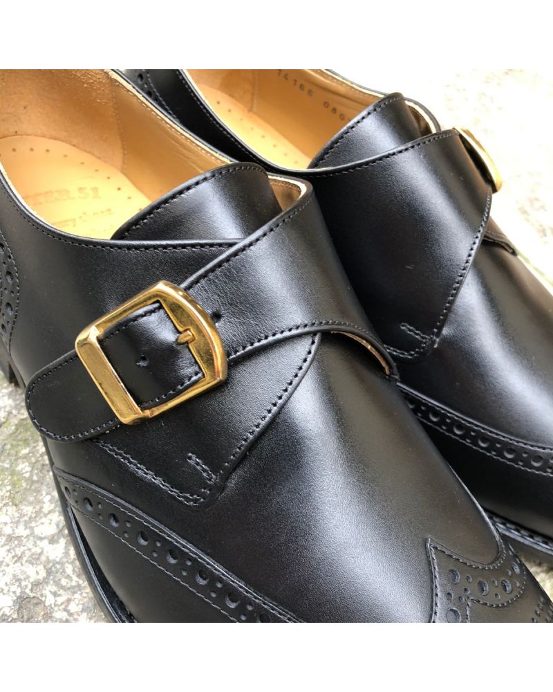 John Mendson Chaussure à Boucle 14166 Cuir Noir