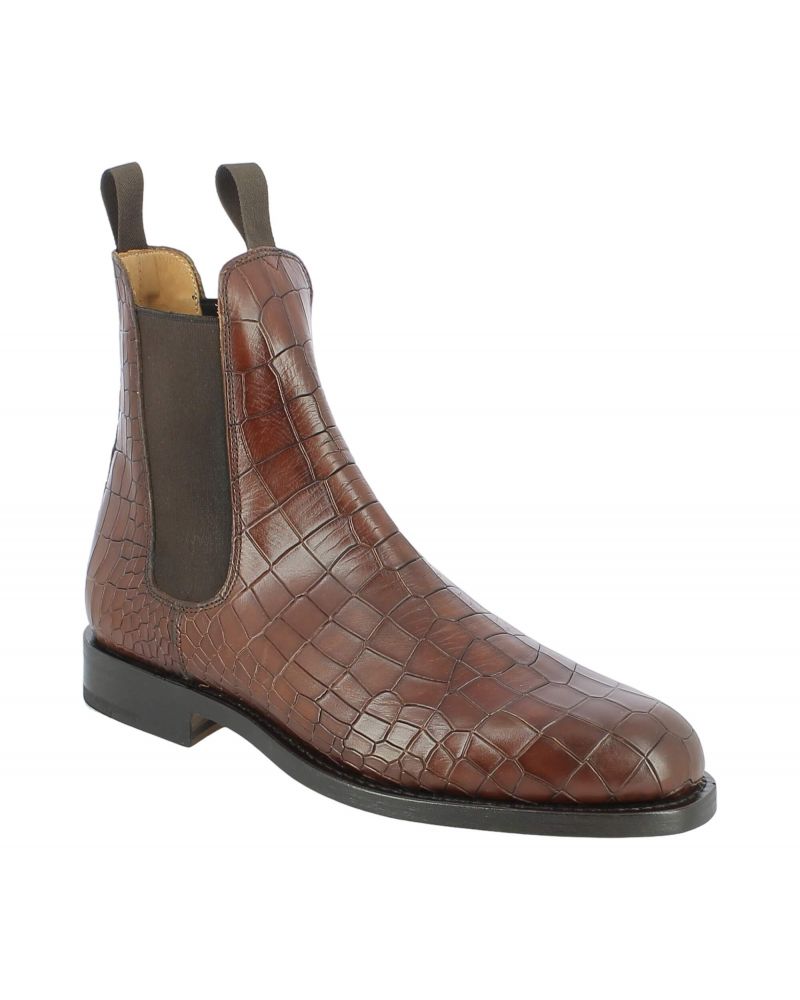 Bottine John Mendson 6192 cuir façon croco marron