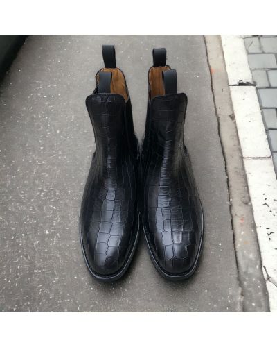 Boot John Mendson 6192 black leather print finish