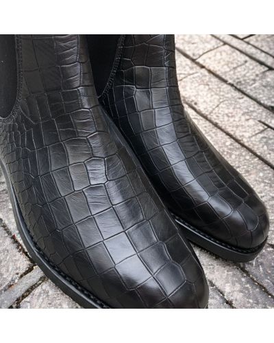 Bottine John Mendson 6192 cuir façon croco noir