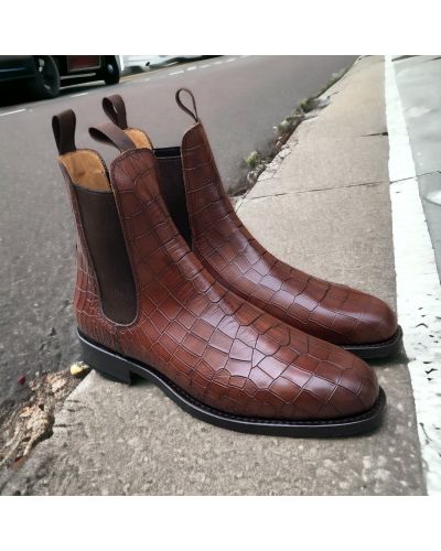 Boot John Mendson 6192 brown leather print finish
