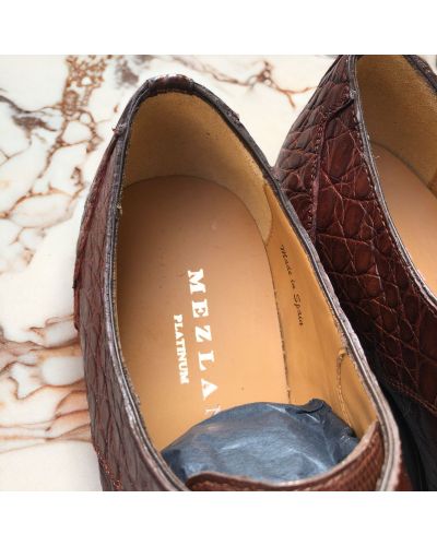 Oxford shoe Mezlan 50001 genuine crocodile, lizard, and black ostrich multimaterial
