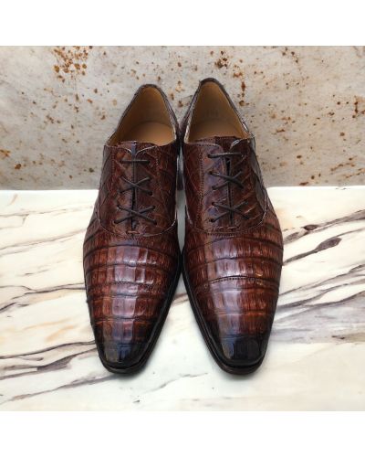 Richelieu Mezlan 50002 véritable crocodile marron