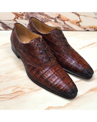 Oxford shoe Mezlan 50002 genuine brown crocodile