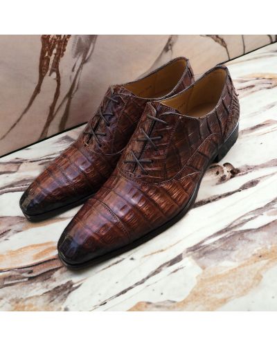 Oxford shoe Mezlan 50002 genuine brown crocodile