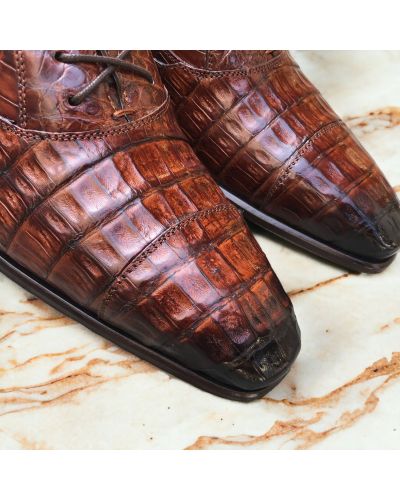 Oxford shoe Mezlan 50002 genuine brown crocodile