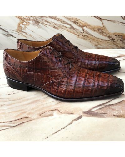 Oxford shoe Mezlan 50002 genuine brown crocodile