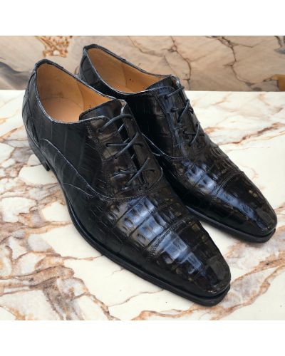 Oxford shoe Mezlan 50002 genuine black crocodile