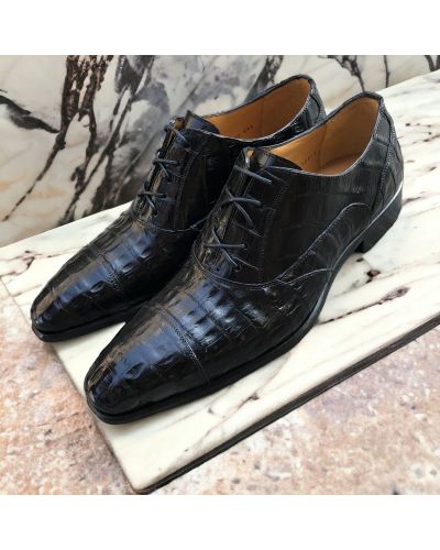 Oxford shoe Mezlan 50002 genuine black crocodile