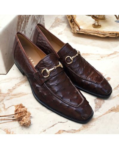 Mocassin Mezlan 50003 véritable autruche marron