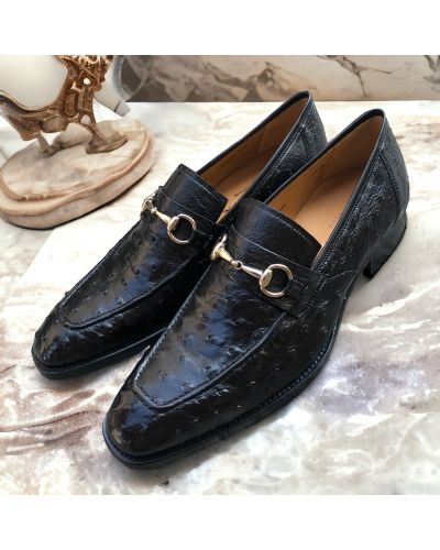 Mocassin Mezlan 50003 véritable autruche noir