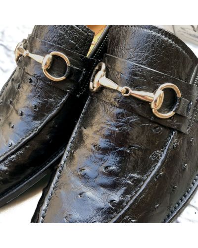 Mocassin Mezlan 50003 véritable autruche noir
