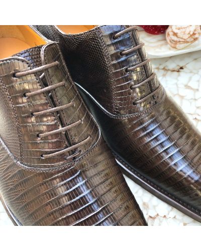 Oxford shoe Mezlan 4338 genuine brown lizard