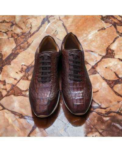 Oxford Sneakers Mezlan 50004 genuine crocodile, lizard, and brown ostrich multimaterial