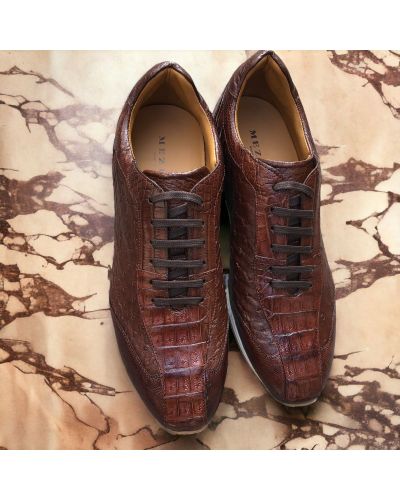 Oxford Sneakers Mezlan 50004 genuine crocodile, lizard, and brown ostrich multimaterial