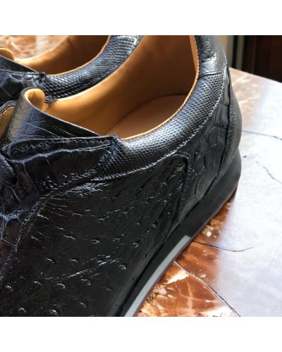 Oxford Sneakers Mezlan 50004 genuine crocodile, lizard, and black ostrich multimaterial