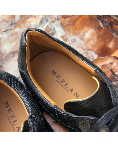 Oxford Sneakers Mezlan 50004 genuine crocodile, lizard, and black ostrich multimaterial