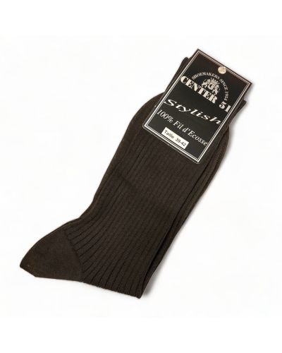 Fine egytian mercerized cotton ribbed socks brown