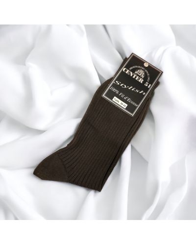 Fine egytian mercerized cotton ribbed socks brown
